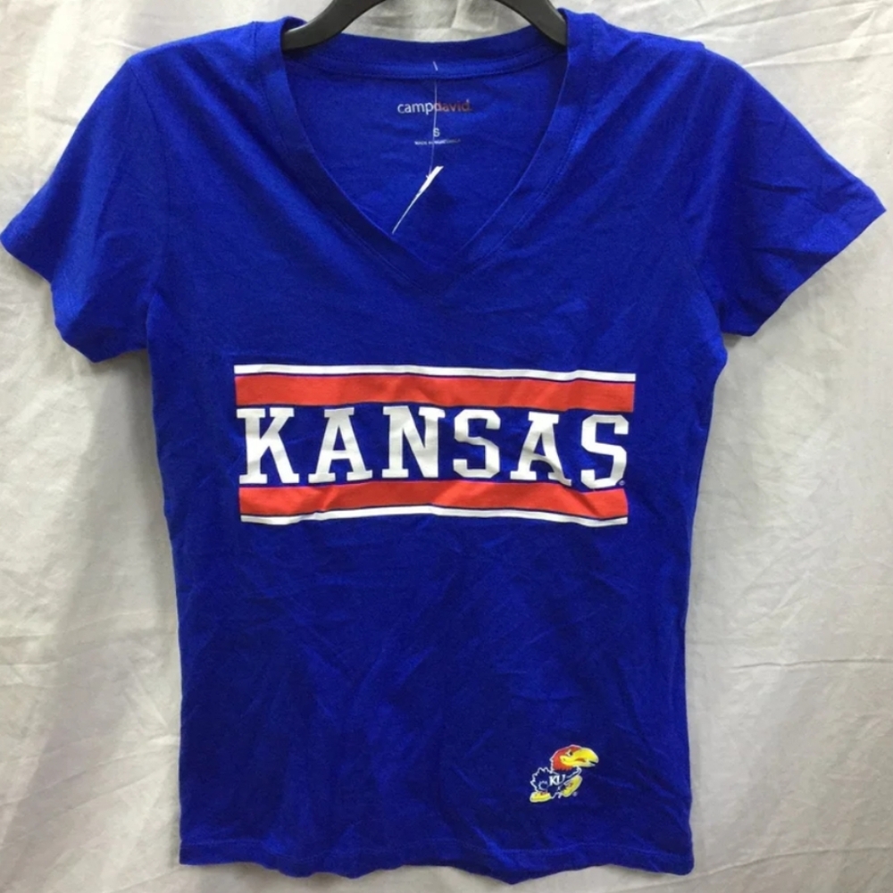 NWT Women's Kansas University Camp David V-neck T-shirt - Picture 4 of 5